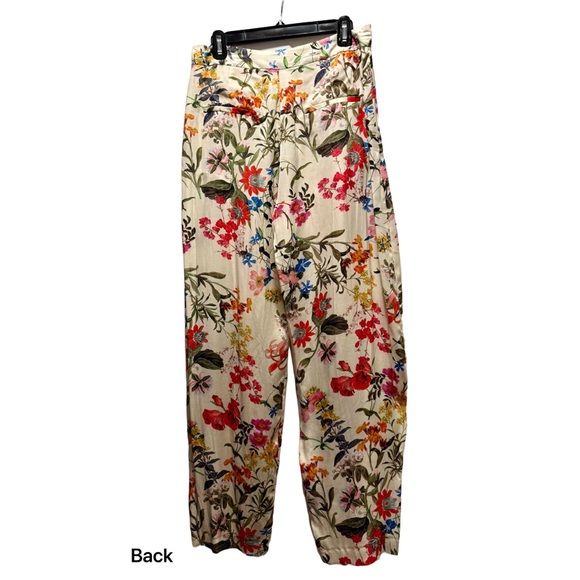 NEW Zara Women's Wide Leg Floral Pants Silky - Picture 2 of 9